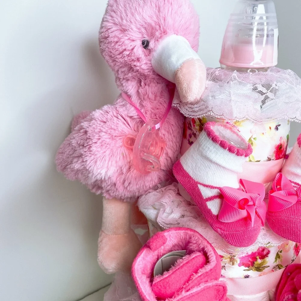 Flamingo Diaper Cake, Easter Baby Shower Gift